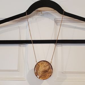 Daisy Fuentes Gold Resin Disc Statement Necklace